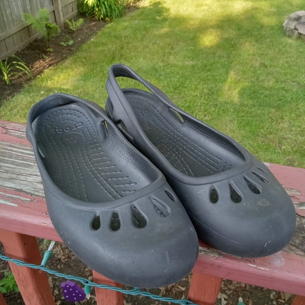 Crocs Taylor Ballet Flat Black Slip On Shoes Comfort  Slingback‎ Womens Sz 7